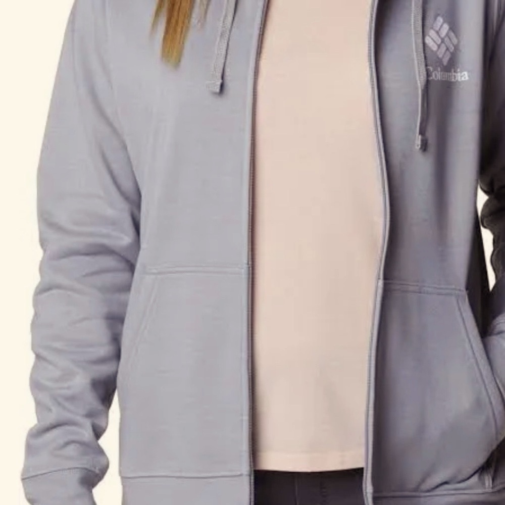 Columbia Gray Heather Trek Graphic Zip-Up Hoodie for Versatile Comfort NWT